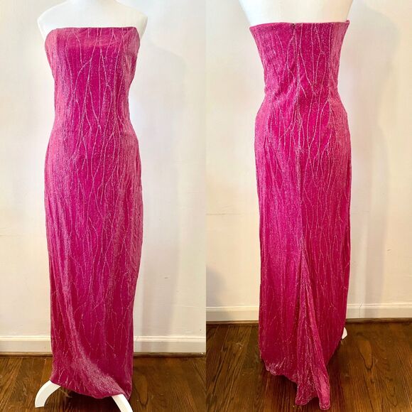 Y2K Vtg Jessica McClintock for Gunne Sax Gown Prom Dress Glitter Maxi Size 10 - Picture 2 of 8